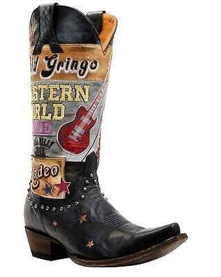 Pre-owned Old Gringo Women's Paradise Vesuvio Embroidered Tall Western Boot Snip Toe In Blue/silver