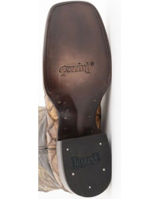 Pre-owned Ferrini Men's Bronco Pirarucu Print Western Boot - Broad Square Toe - 43393-61 In Brown