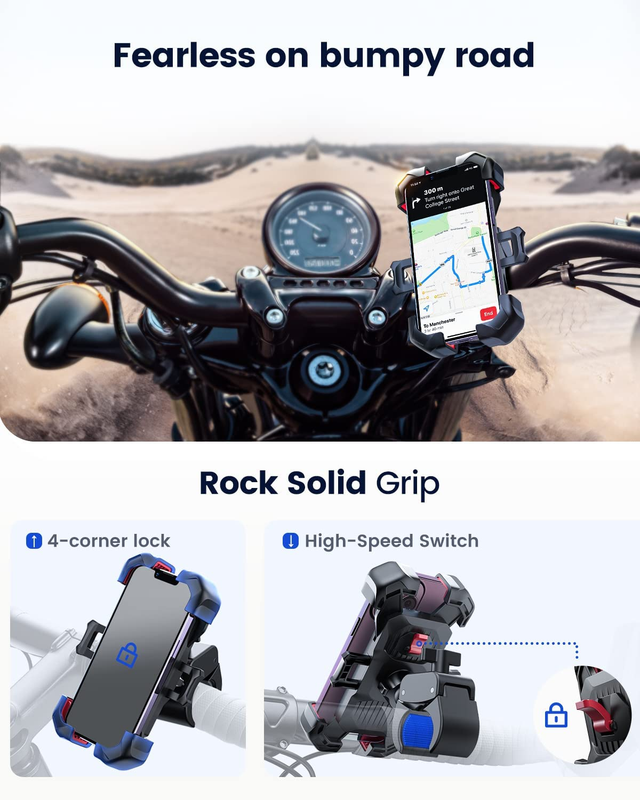 Universal AUTO LOCK Motorcycle Mtb Bike Cell Phone Handlebar