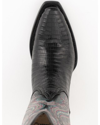 Pre-owned Ferrini Women's Lizard Western Boot - Snip Toe - 8116104 In Black