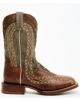 Pre-owned Dan Post Men's Inlay Embroidered Western Performance Boot - Broad Square Toe Tan In Brown