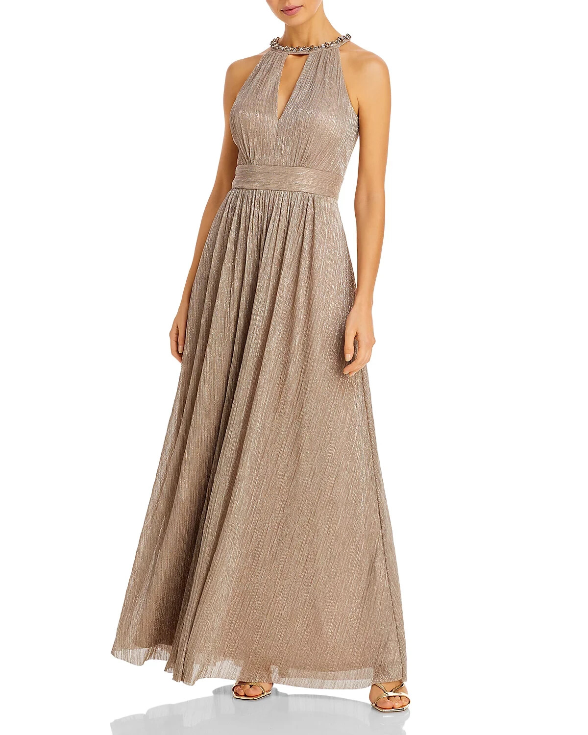 eliza j shimmering belted gown