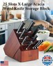 Cooks Standard Acacia wood Knife Block Holder without Knives, 25 Slot X-Large Universal Countertop Butcher Block Kitchen Knife Stand for Easy Kitchen Storage