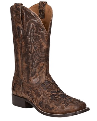 Pre-owned Corral Men's Exotic Alligator Inlay Western Boot - Broad Square Toe - A4173 In Brown