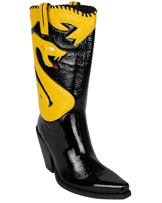 Pre-owned Jeffrey Campbell Women's Killer Cobra Synthetic Western Boot Snip Toe - In Black