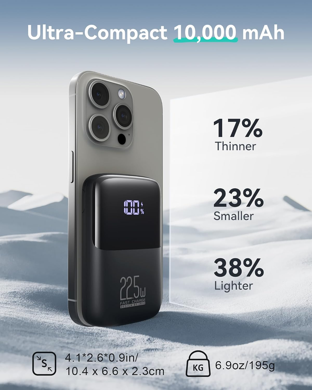 Power Bank, Smallest 22.5W 10000mAh Portable Charger, USB C in&Out Fast Charging