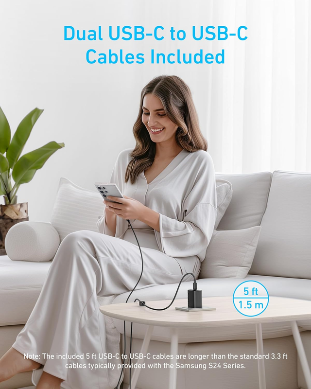 45W USB C Charger Block, PPS Fast Charger with USB-C Cable for iPhone 17/16/15 a