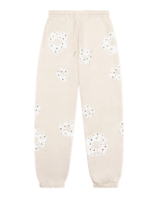 Pre-owned Denim Tears Rhinestone Cotton Wreath Sweatpants Oatmeal In Beige