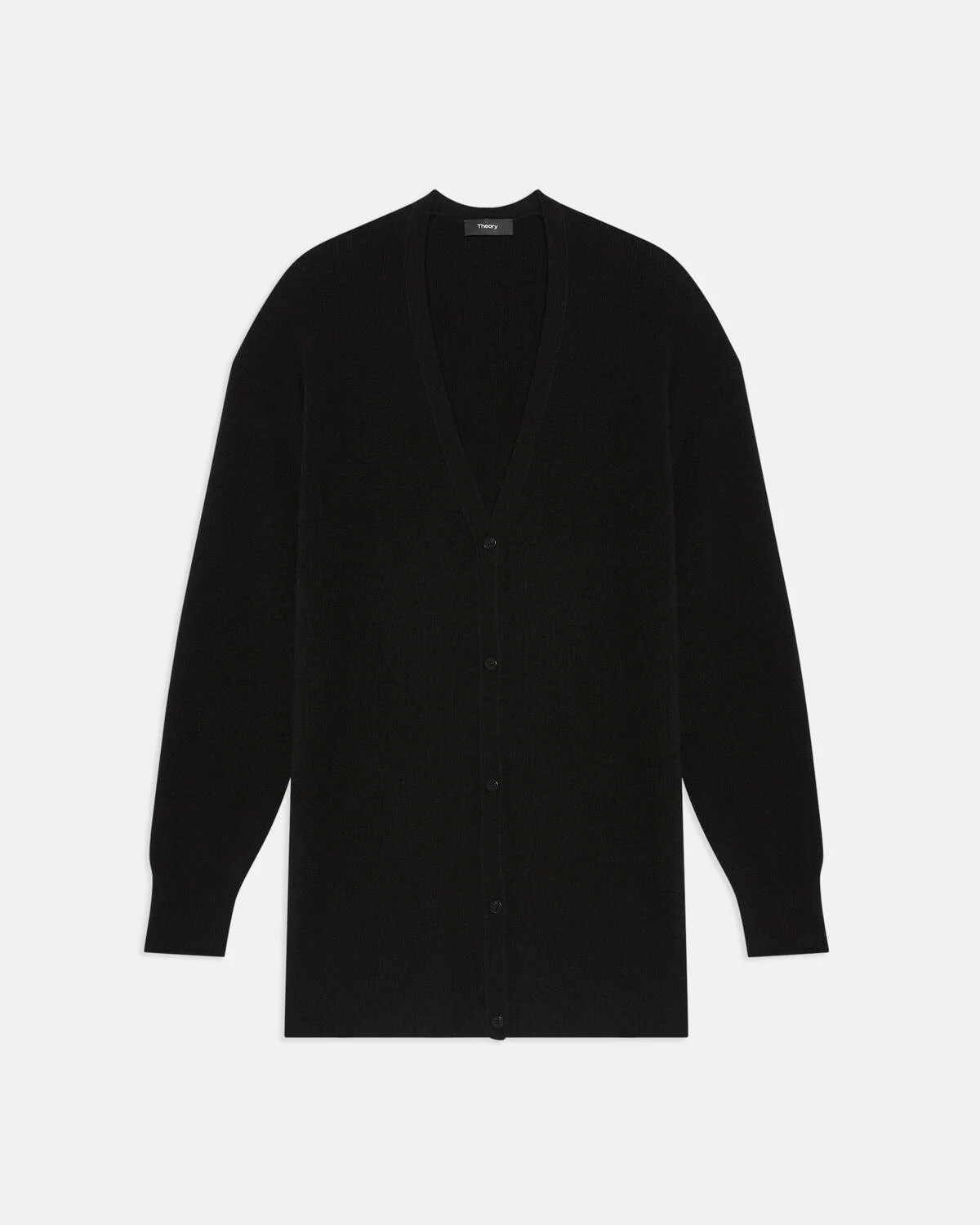Pre-owned Theory $415  Szm Long Lenght Side Slits Cardigan Cashmere Sweater Black