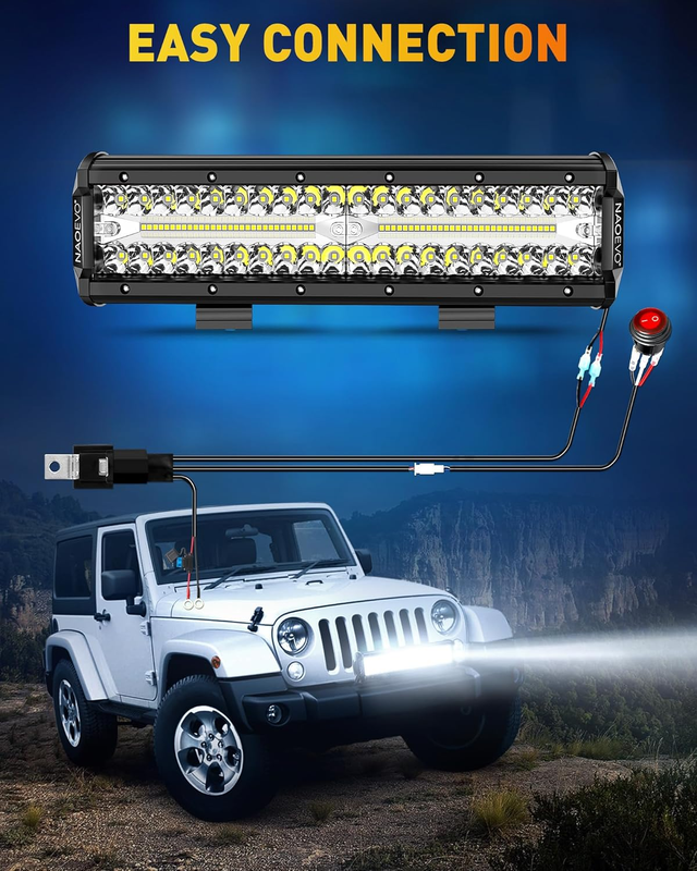12 inch LED Light Bar, 300W 30000LM LED Offroad/Driving/Fog Lights LED Bar with