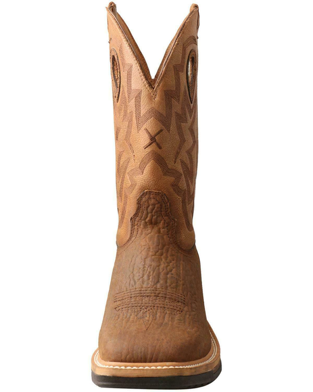 Pre-owned Twisted X Men's Lite Cowboy Work Boot - Wide Square Toe - Mlccw05 Comp Toe In Brown