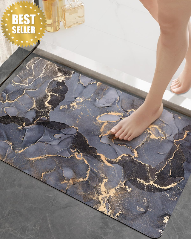 Bath Mat Rugs Bathroom Floor Mats Super Absorbent Ultra Thin Low Profile Non Sli