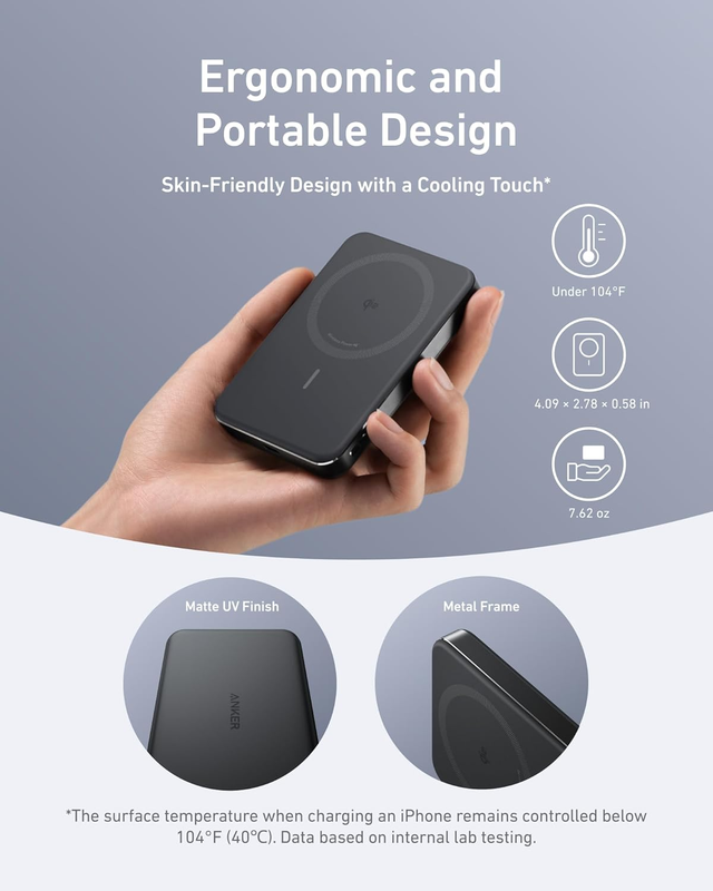 MagGo Power Bank, Ultra-Slim 10,000mAh Magnetic Battery Pack, Qi2 Certified 15W