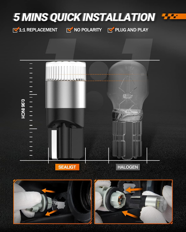 2024 Upgraded 194 T10 LED Light Bulb, 1000% Brightness 6000K White W5W 168 2825