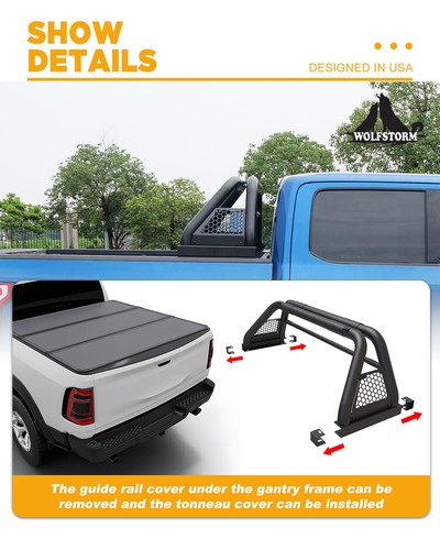 FOR PICKUP TRUCK Adjusable Chase Rack Roll Bar With 3rd Brake Lamp+LED+Amber GGH $489.00