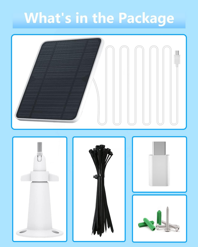 Solar Panel for Security Camera, 5V 4W Solar Panels Charger Compatible with Eufy