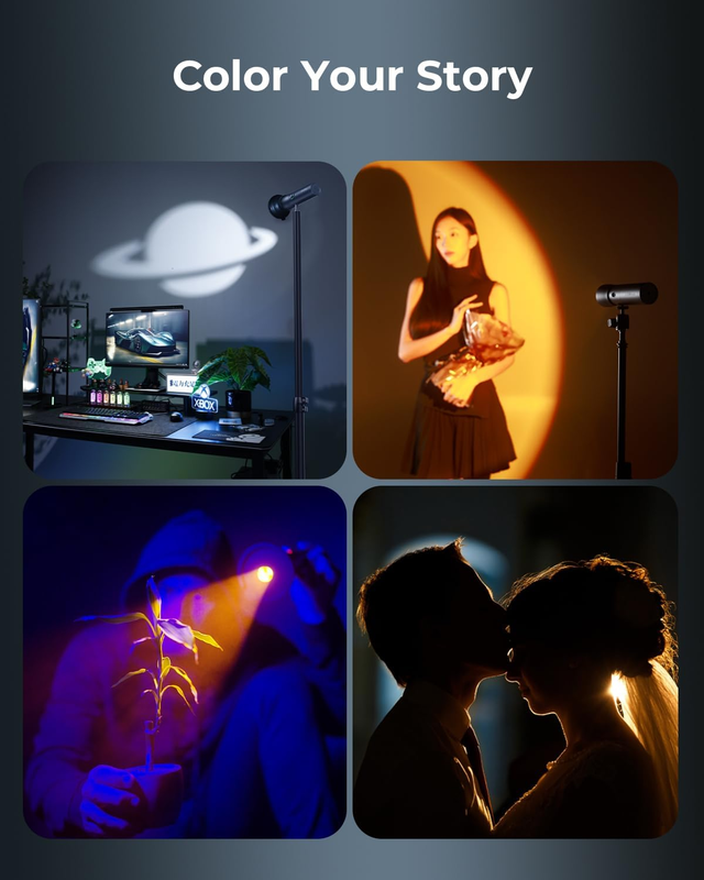 RGB LED Photography Flashlight, 7500mAh Aluminum Alloy Patterned Ambient light,