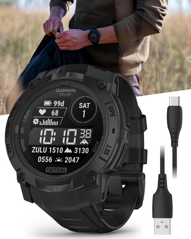Garmin Instinct 3 Tactical Solar 50mm GPS Rugged Outdoor Smartwatch