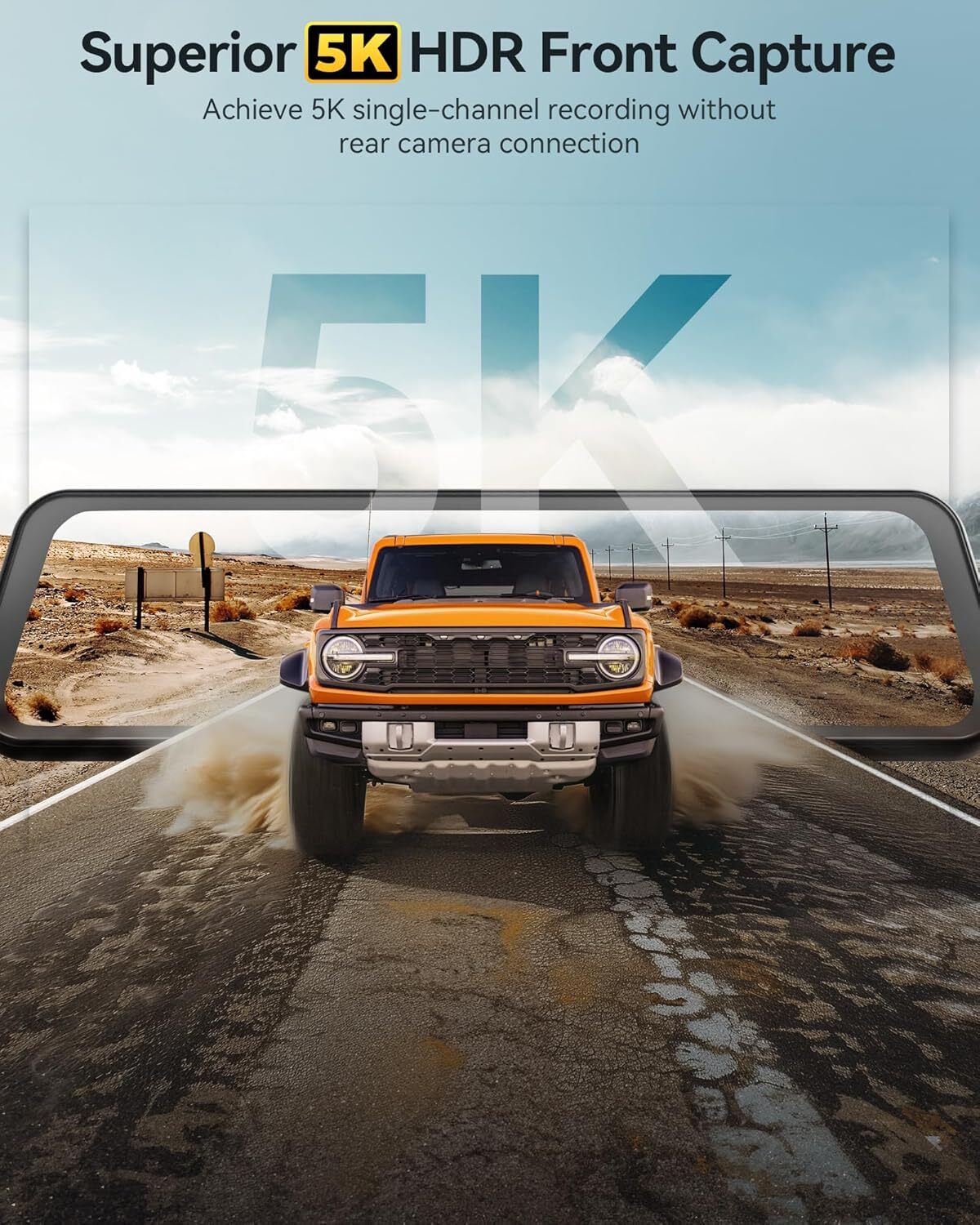 WOLFBOX G900Pro 12MP WiFi Touch Screen Rear View Mirror Dash Cam Smart Mirror