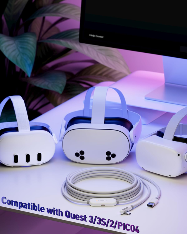 [Next-Gen Chip] VR Charging Link Cable 16FT Compatible with Meta Quest 3S/3, Ocu
