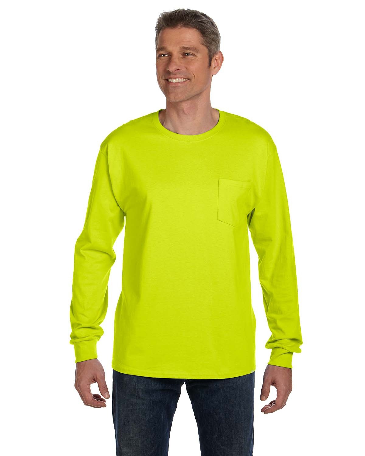 HANES Mens S-XL XXL 3XL TAGLESS COTTON Long Sleeve T-shirt ...