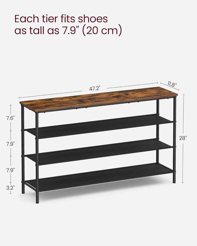 Shoe Rack, 4 Tier Shoe Storage Rack for 15-18 Pairs of Shoes, Shoe Organizer for