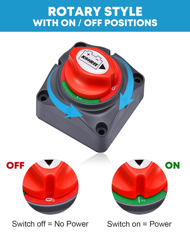 Battery Disconnect Switch, 12V-48V Battery Isolator Master Disconnect Power Cut
