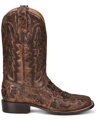 Pre-owned Corral Men's Exotic Alligator Inlay Western Boot - Broad Square Toe - A4173 In Brown