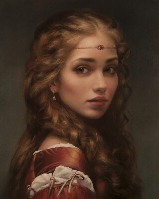 Portrait of a girl Modern Art hand-painted Oil Painting Wall on canvas 24x36#005