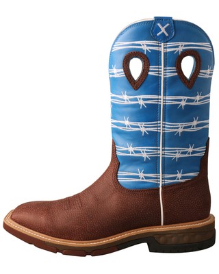 Pre-owned Twisted X Men's Cellstretch Western Work Boot - Alloy Toe - Mxba001 In Red