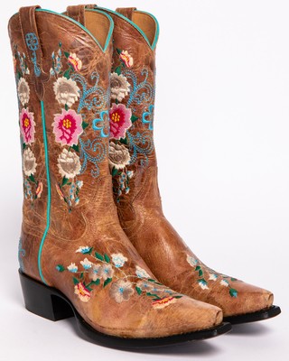 Pre-owned Macie Bean Women's Rose Garden Western Boot - Snip Toe Honey 8 1/2 M In Yellow