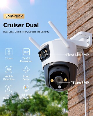 Imou 2K Outdoor Security Camera Dual-Lens, CCTV Wi-Fi Home Security Camera IP66