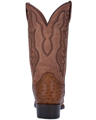 Pre-owned Dan Post Men's Tempe Full Quill Ostrich Western Boot - Medium Toe - Dp2323 In Brown