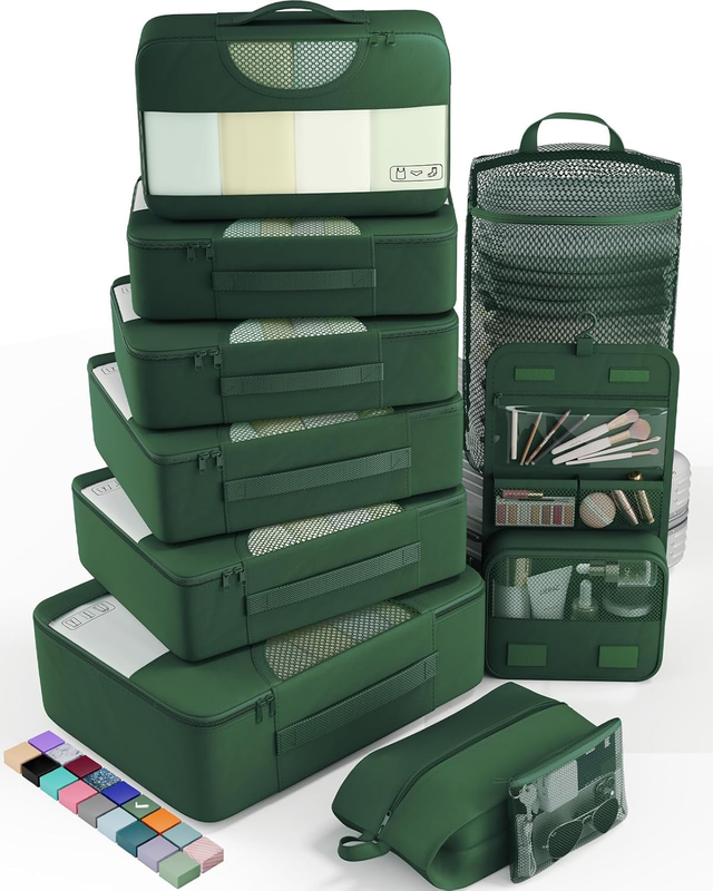 10-Pc Travel Packing Cubes Luggage Organizer Set with Laundry ...