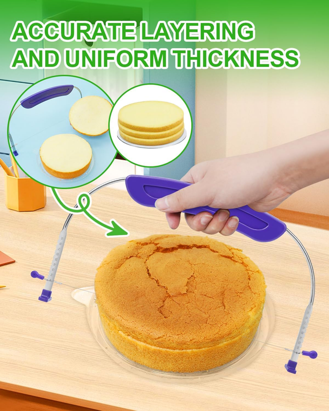 Adjustable 2- Wire Cake Slicer Leveler Small Cake Cutter Slicer for Leveling Top