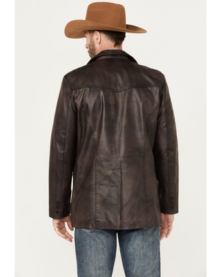 Pre-owned Cripple Creek Men's Leather Blazer - Ml7482-20 In Brown