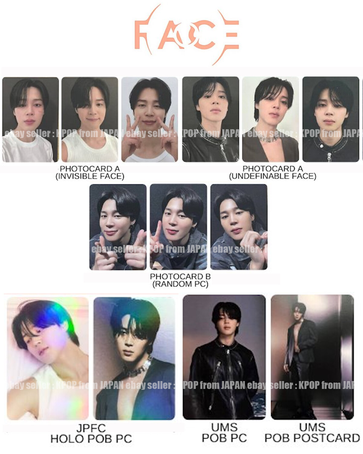 JIMIN FACE JPFC Universal music store POB official photocard JIMIN FACE JPFC Universal music store POB official photocard