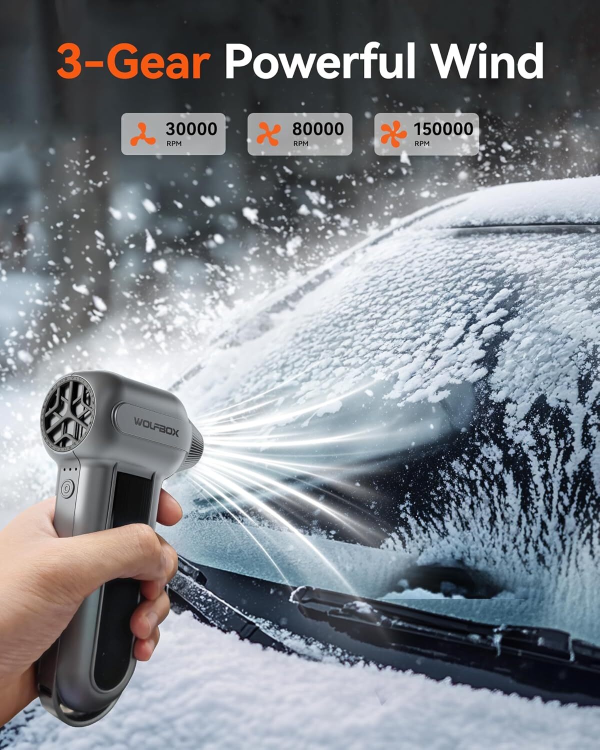 WOLFBOX 2/3PCS Compressed Air Duster-150000RPM Super Power Electric Air Duster