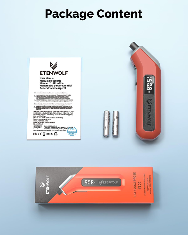 T300 Digital Tire Pressure Gauge 3-200 PSI, Industrial Tire Gauge Calibrated to