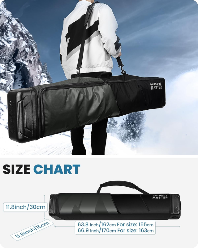 Snowboard Bag, ABS Hard Shell Ends Snowboard Travel Bag with Water Resistant Lin