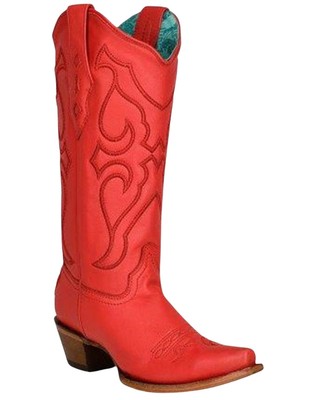 Pre-owned Corral Boots Corral Women's Matching Stitch Pattern And Inlay Western Boot - Snip Toe - Z5073 In Red