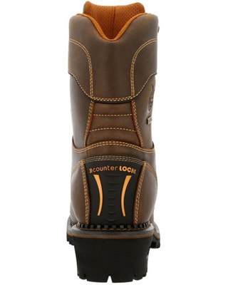 Pre-owned Georgia Boot Men's 9" Amp Lt Logger Insulated Waterproof Work Composite Toe - In Brown