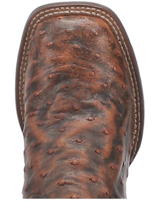 Pre-owned Dan Post Men's Dillinger Full Quill Ostrich Western Boot Broad Square Toe - In Brown