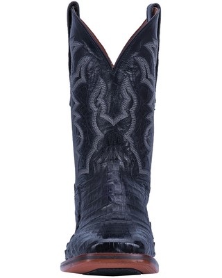 Pre-owned Dan Post Men's Kingsly Exotic Caiman Western Boot - Broad Square Toe Black 8.5