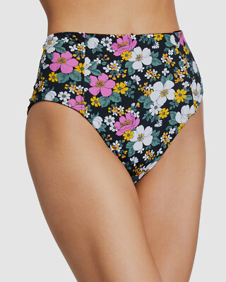 $195 Veronica Beard Women's Black Celeste Floral-Print Bikini Swimwear Bottom S