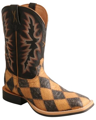 Pre-owned Twisted X Men's Ruff Stock Western Boot - Broad Square Toe - Mrs0071 In Black
