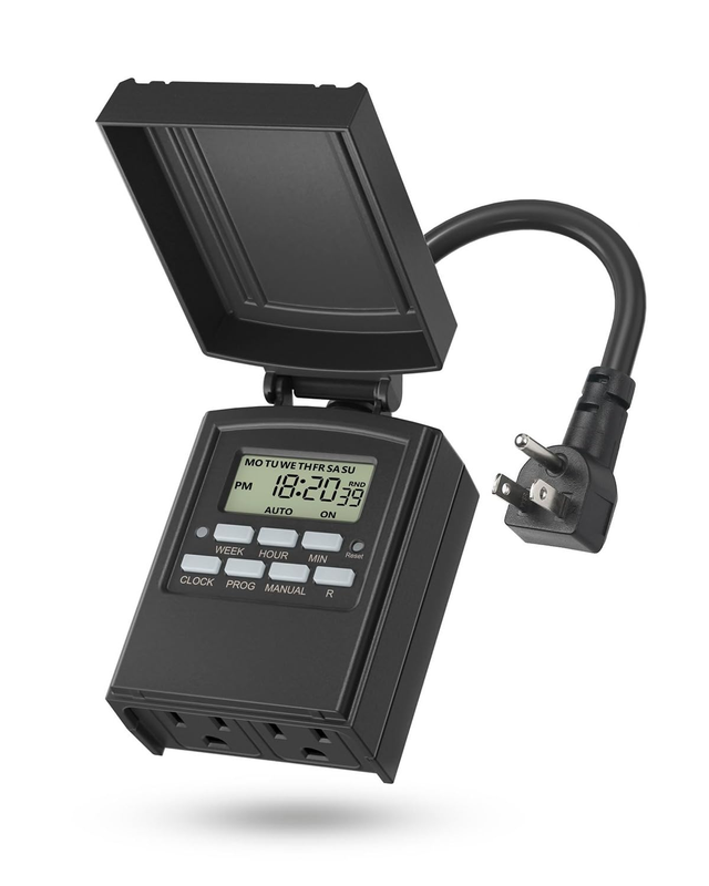 Outdoor Digital Timer 7 Day Waterproof 2 Outlet Programmable 1...