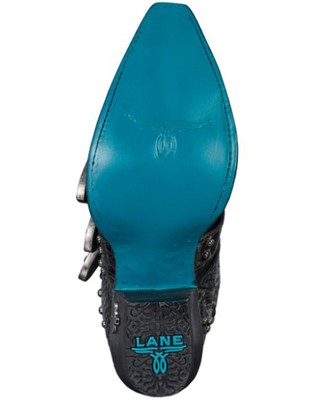 Pre-owned Lane Women's Showdown Rattle Western Booties - Snip Toe Black 9 M