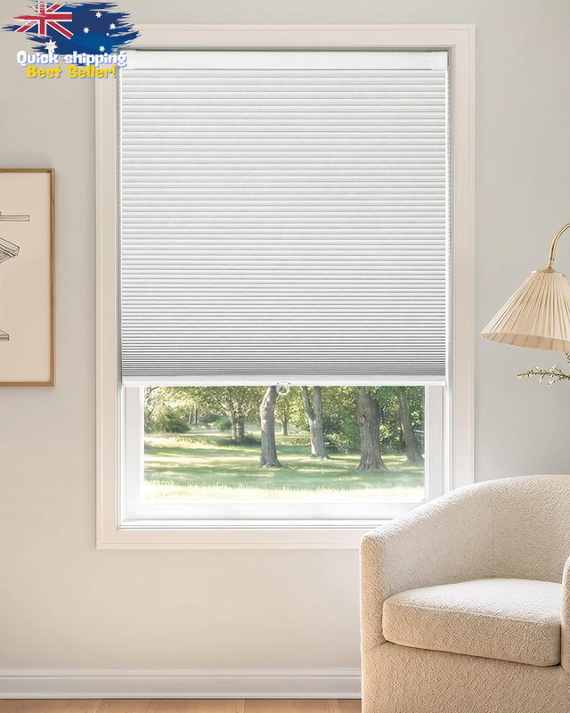 Blackout Blinds Cordless Honeycomb Shades Thermal Insulating 145x163cm White