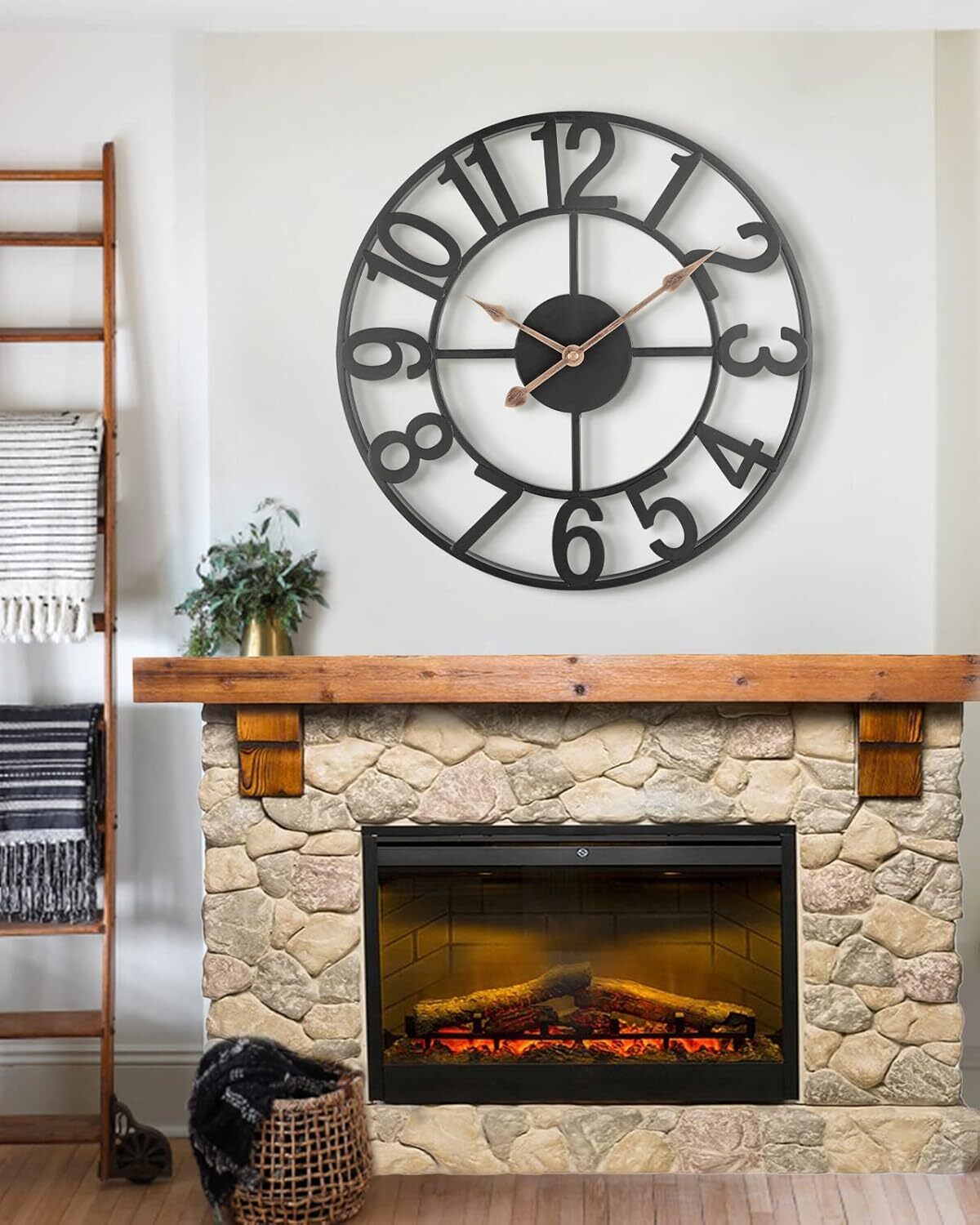 Wall Clock, 24-Inch Large Indoor/Outdoor Wall Clock, Silent